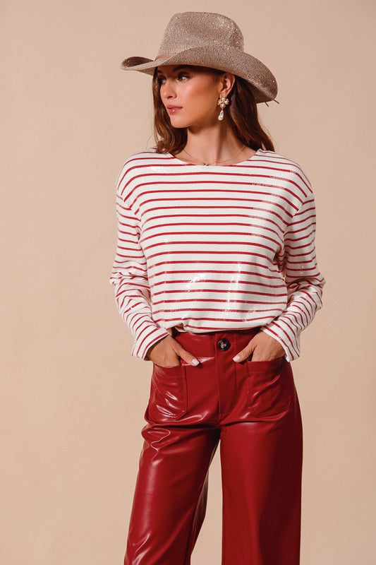 Haley Sequin Stripe Top