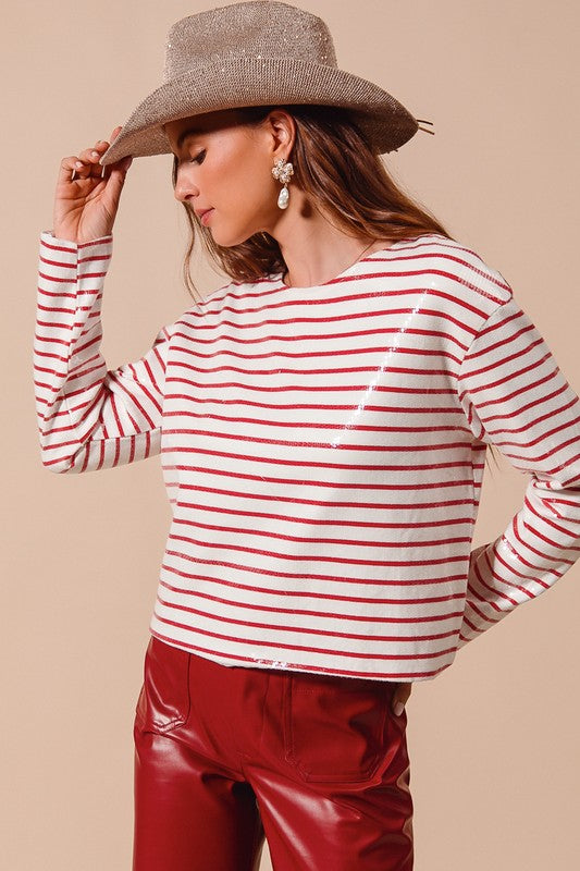 Haley Sequin Stripe Top