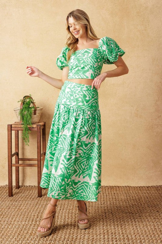 Sarnia Print Top and Skirt Set