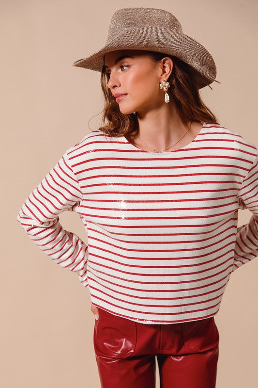 Haley Sequin Stripe Top