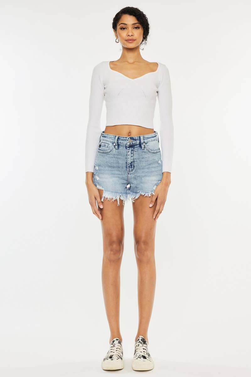 KanCan Hollie High Rise Fray Shorts