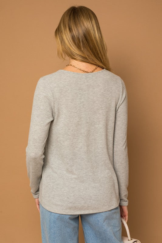 Fey Long Sleeve Overlap Top