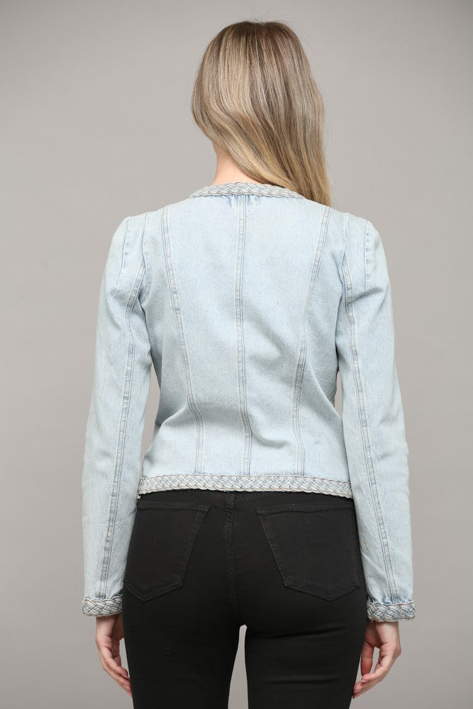 Morton Braided Denim Light Wash Blazer