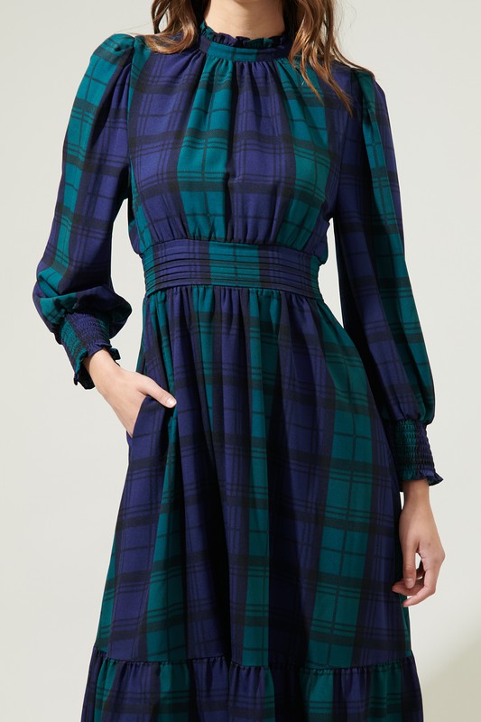 Veronica Plaid Midi Dress