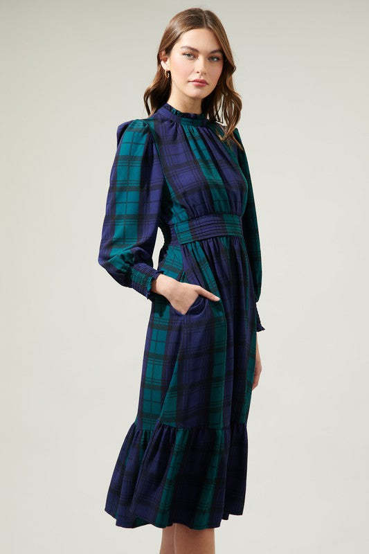 Veronica Plaid Midi Dress