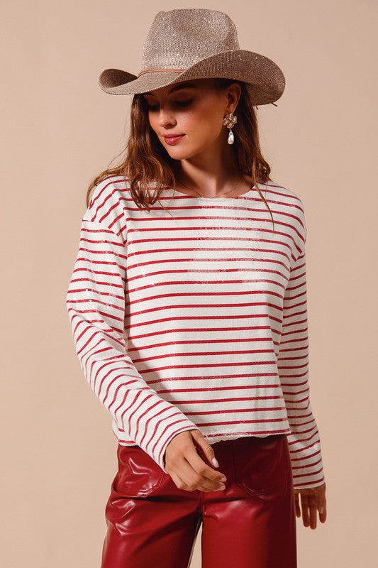 Haley Sequin Stripe Top