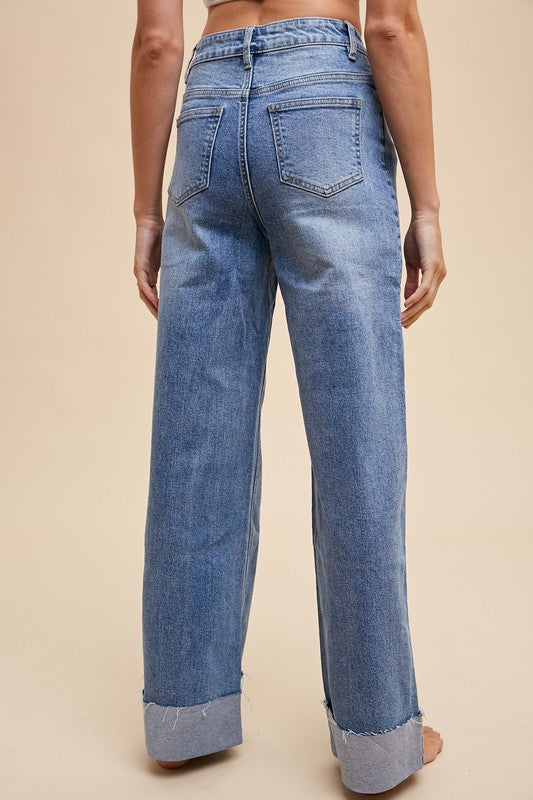 Lotus Rolled Hem Denim Pants