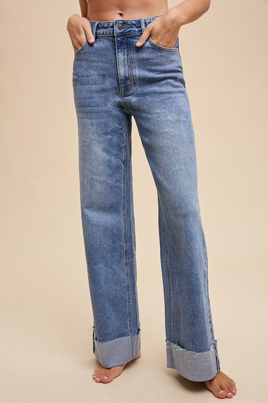 Lotus Rolled Hem Denim Pants