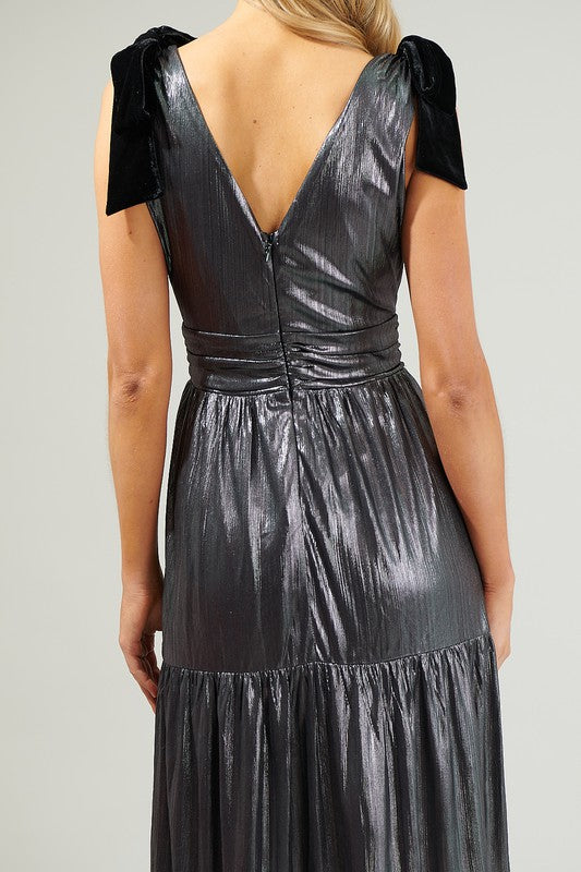 Ganton Bow Gunmetal Long Dress (XS-XL Available!)