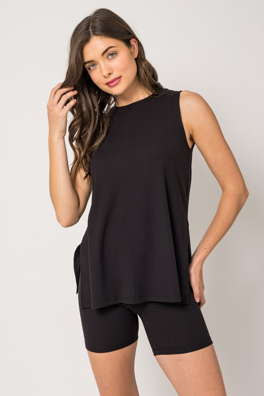 Tamera Sleeveless Side Slit Top FINAL SALE