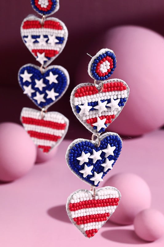 USA Heart Drop Earrings