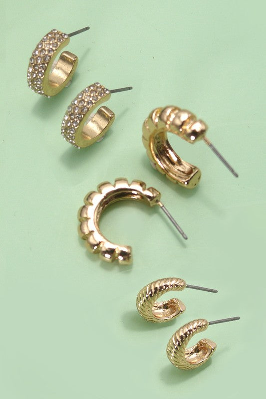 Arly Texture Hoop Earring Trio