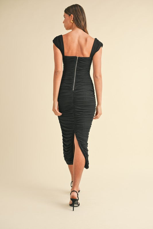 Evah Ruched Midi Dress