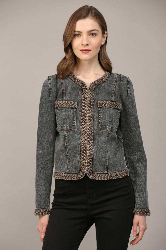 Morton Braided Denim Dark Wash Blazer