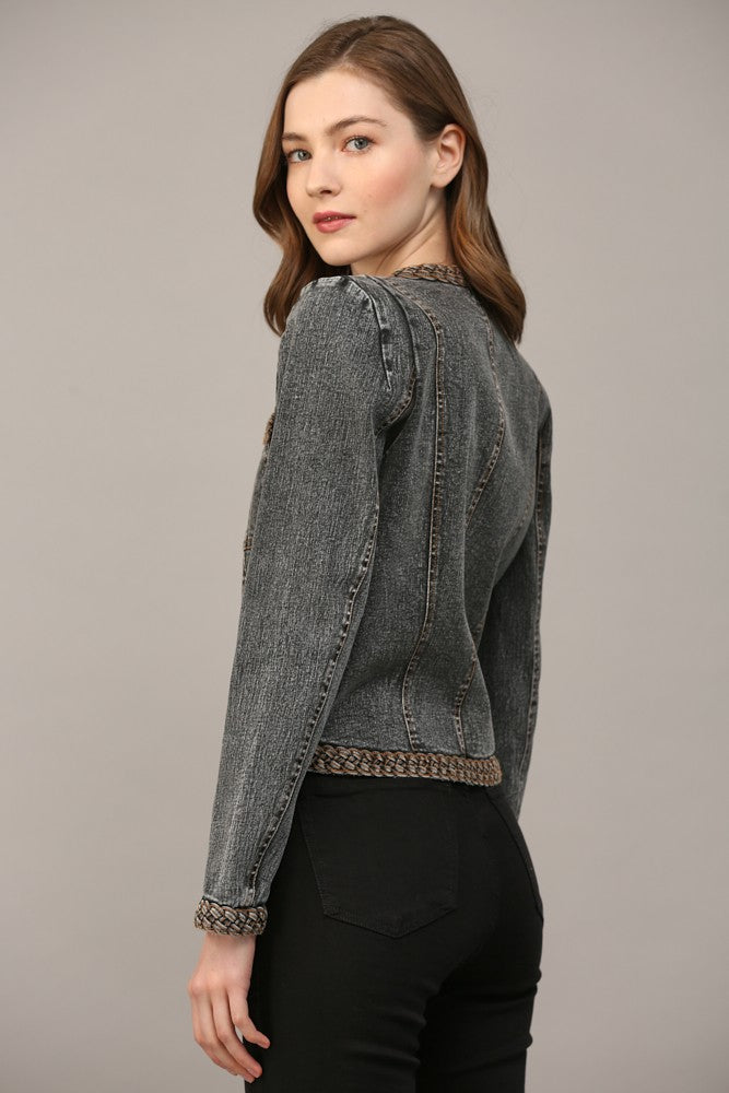 Morton Braided Denim Dark Wash Blazer