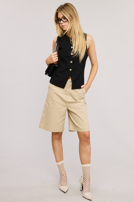 Leigh Pinstripe Button Vest