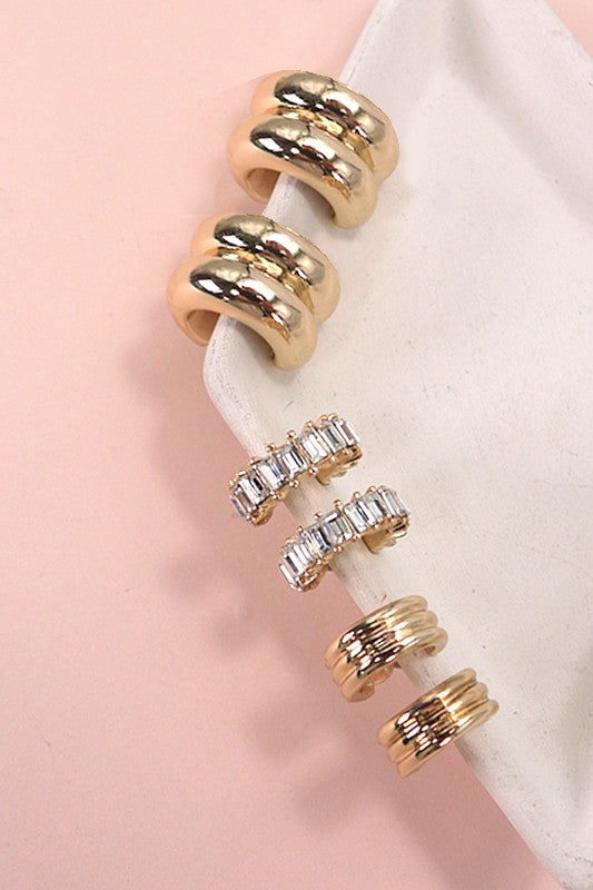 Ash Baguette Earring Trio