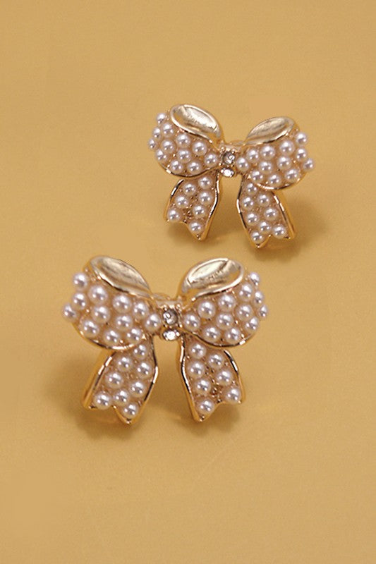 Ashley Pearl Bow Earrings