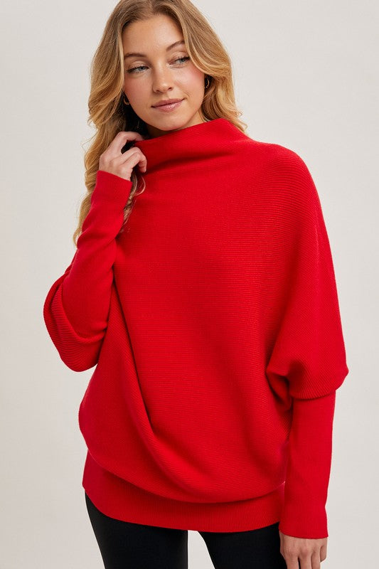 Kensington Funnel Neck Ruby Sweater