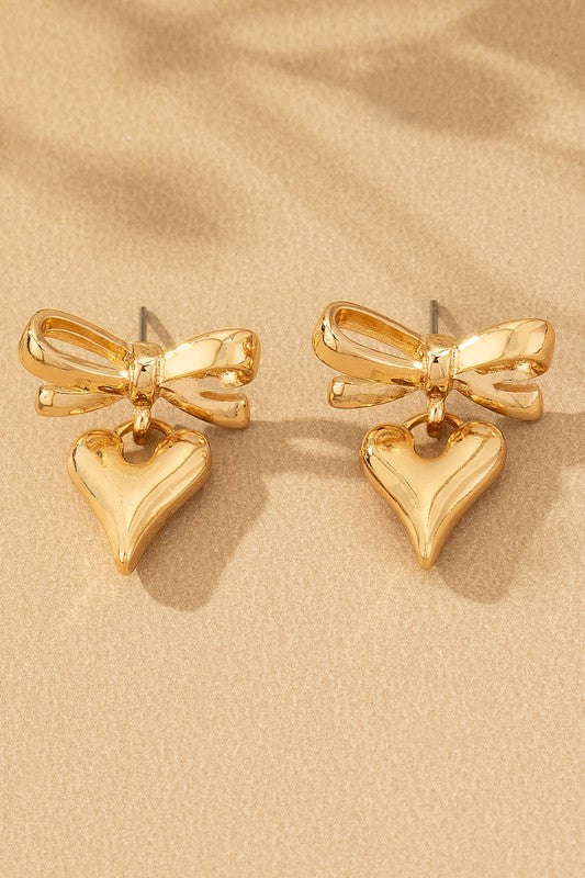 Bindy Heart Bow Earrings