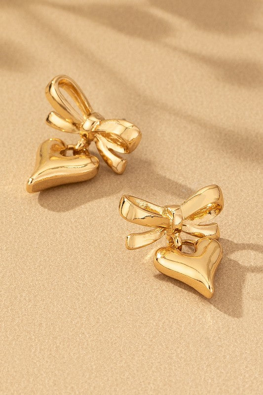 Bindy Heart Bow Earrings