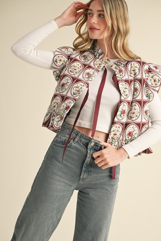 Gara Floral Quilted Vest