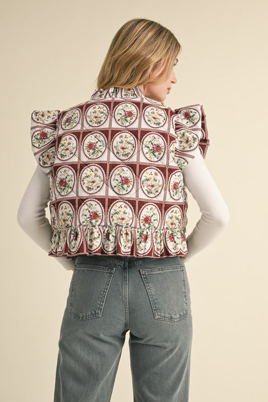 Gara Floral Quilted Vest