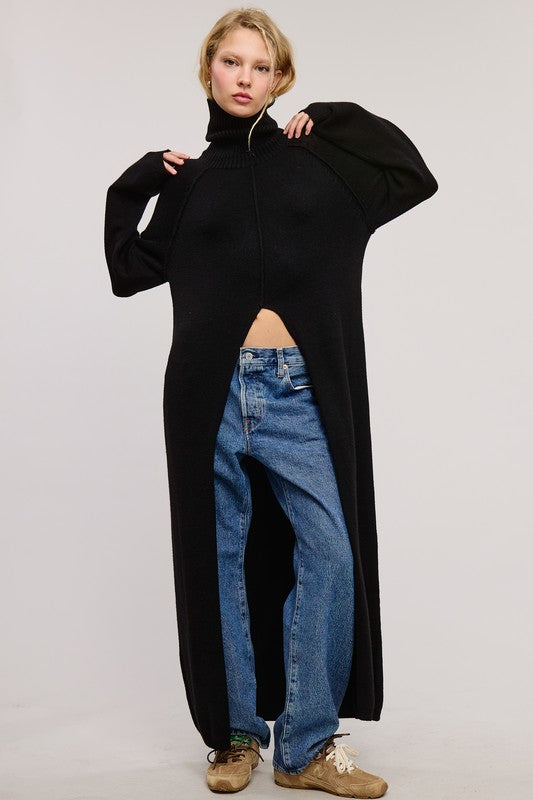 Loretta Turtleneck Slit Sweater