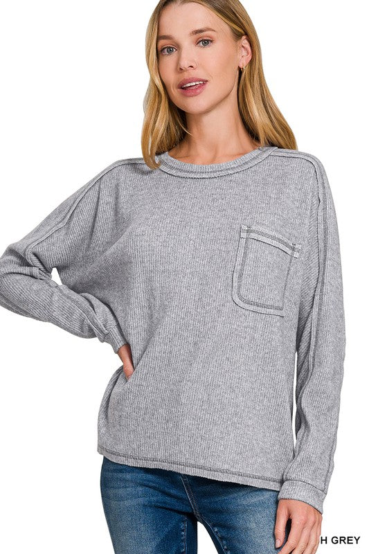 Baylor Fleece Grey Top