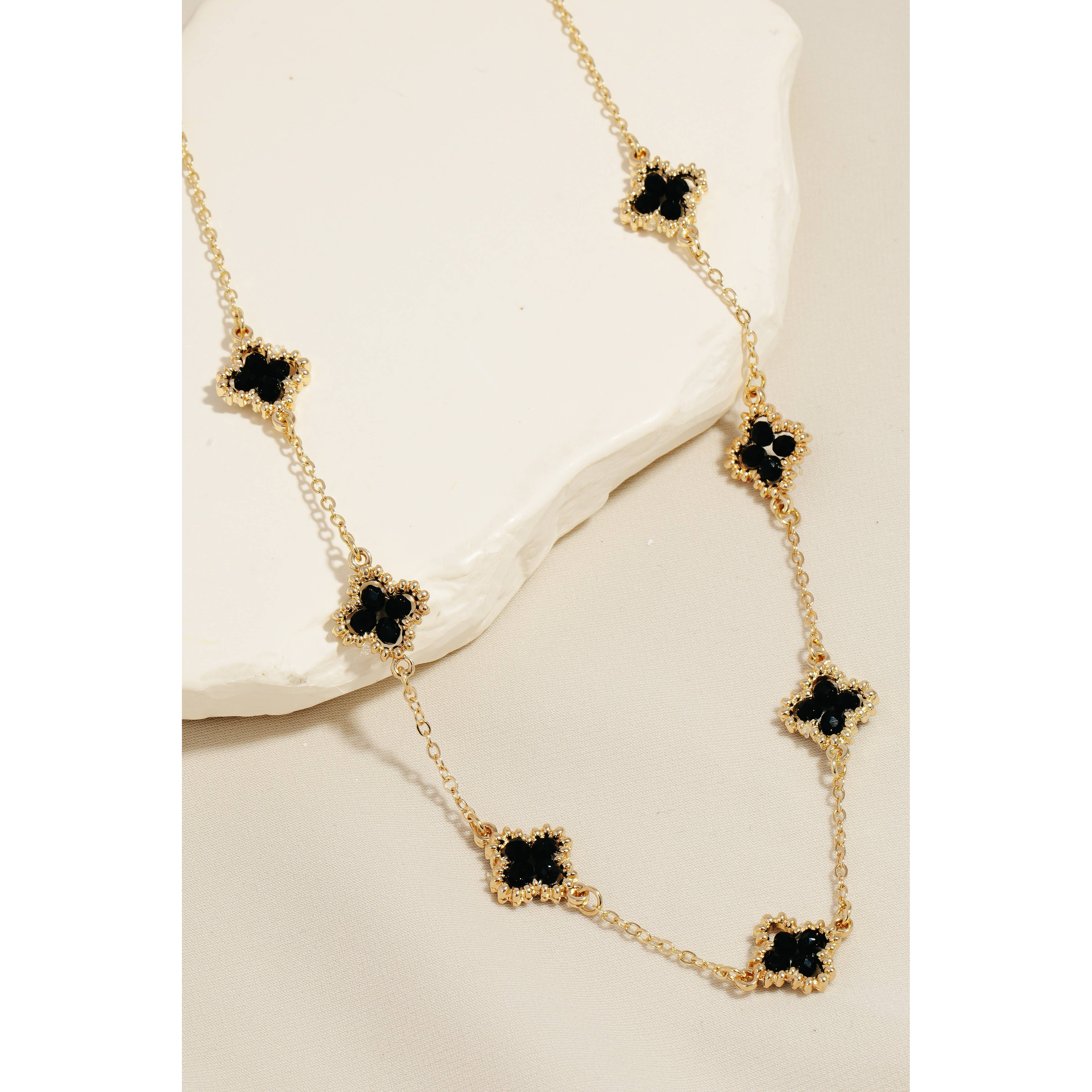 Becka Beaded Clover Station Chain Necklace