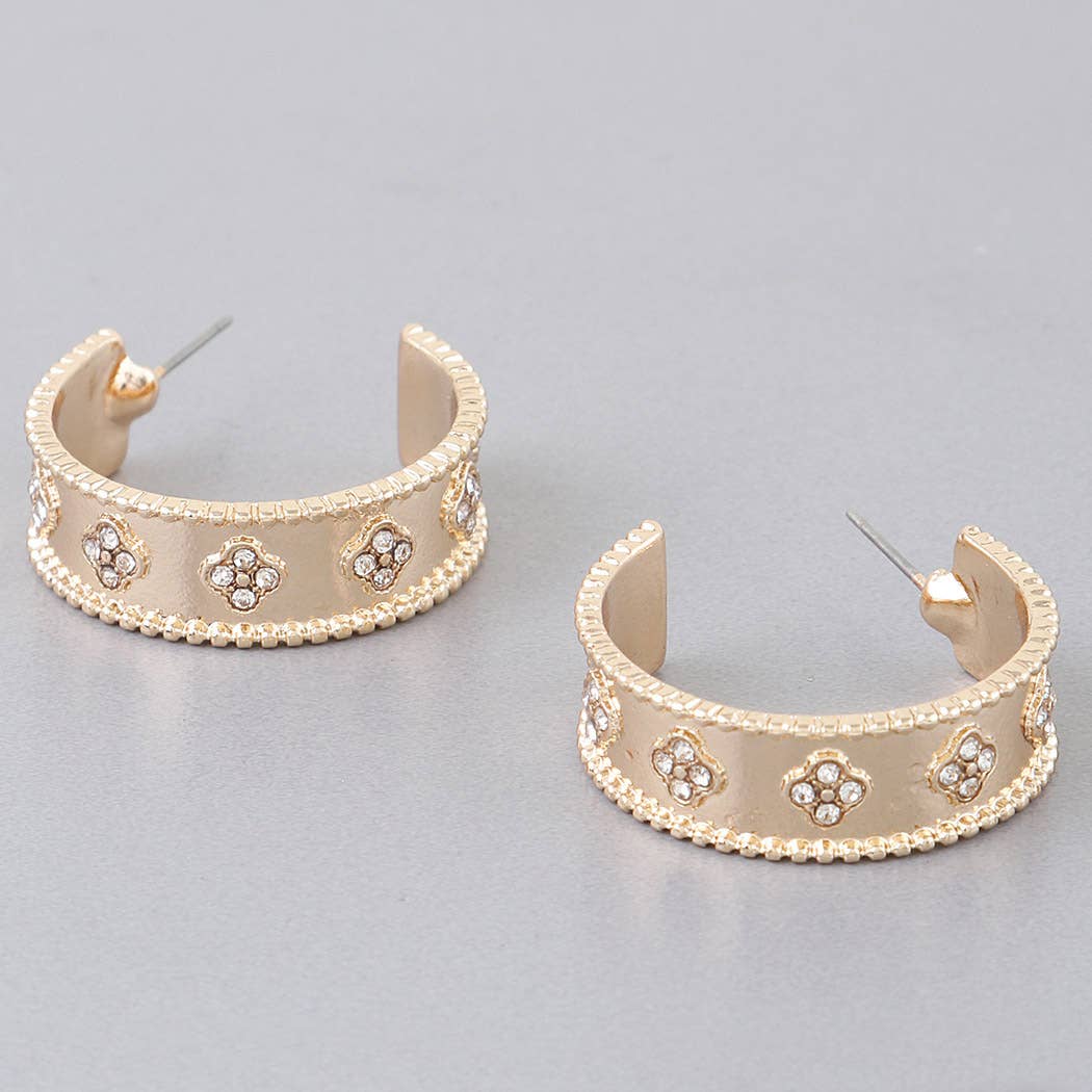 Meeka Multi Jeweled Clover Hoop Earrings