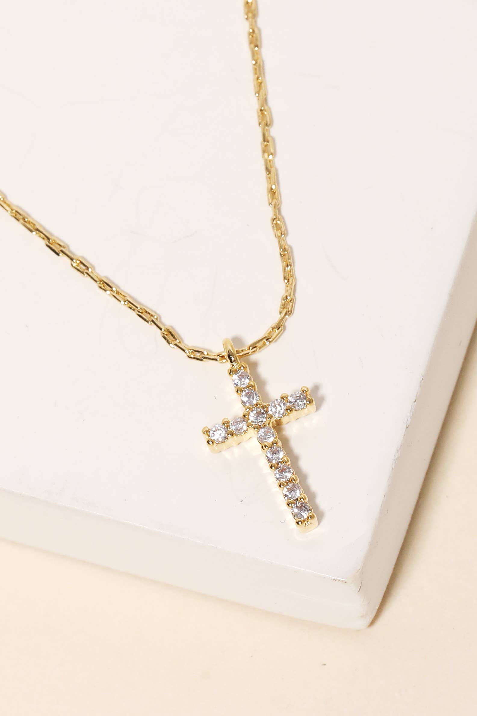 Bolie Rhinestone Cross Pendant Necklace