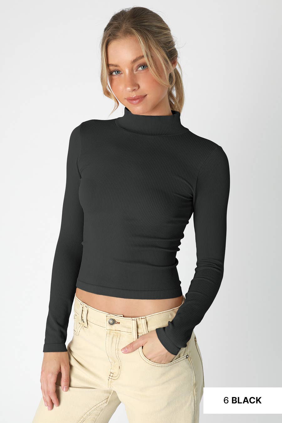 Gullie Ribbed Mock Neck Top