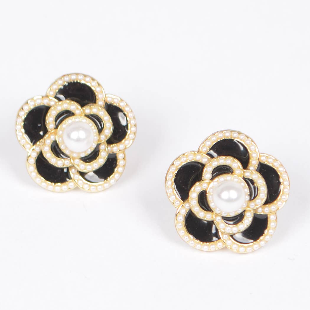 Martie Faux Pearl Flower Stud Earrings