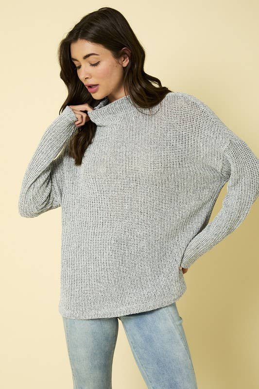 Bev Long Sleeve Mock Neck Knit Top