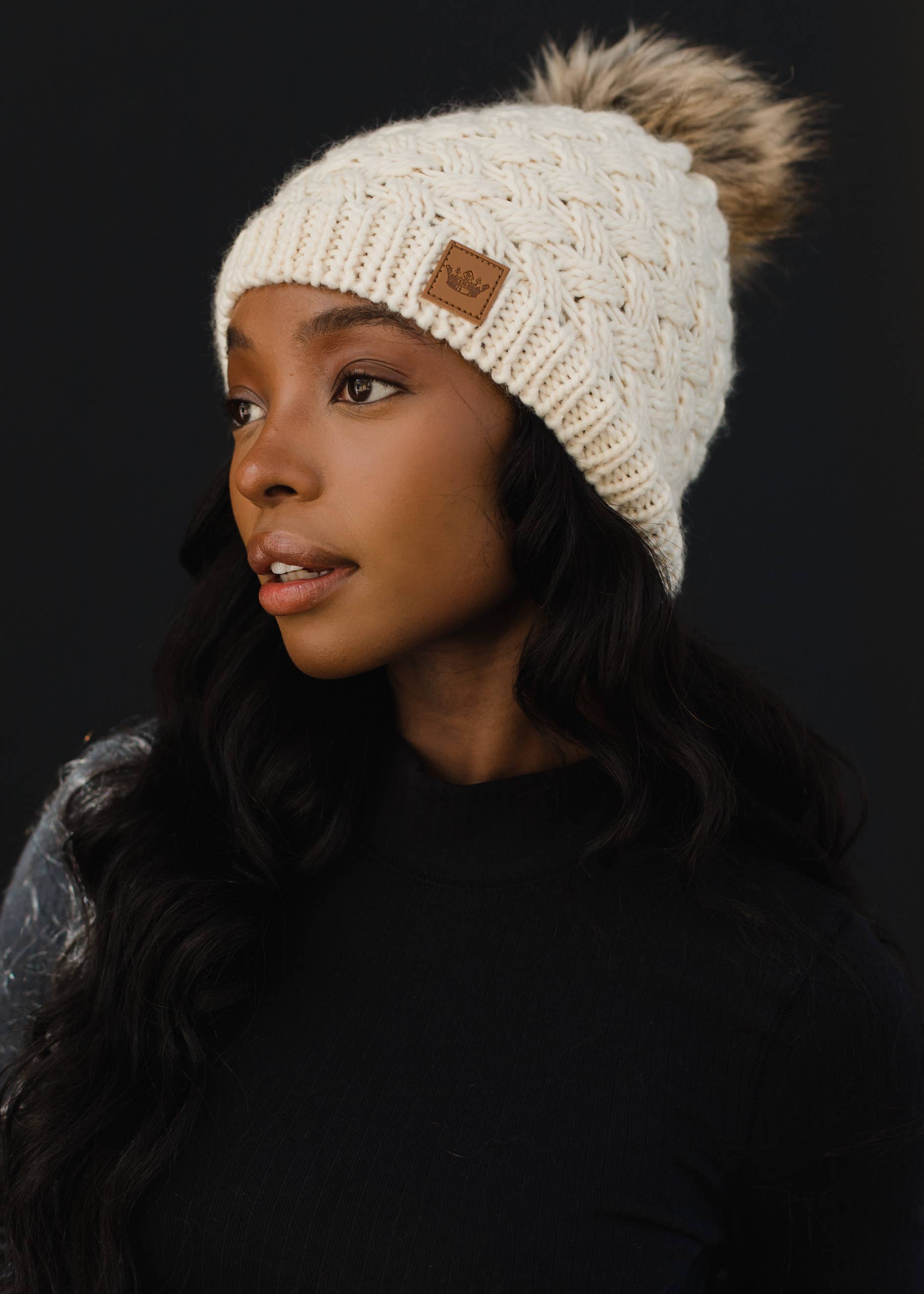 Vance Cream Knit Pom Hat