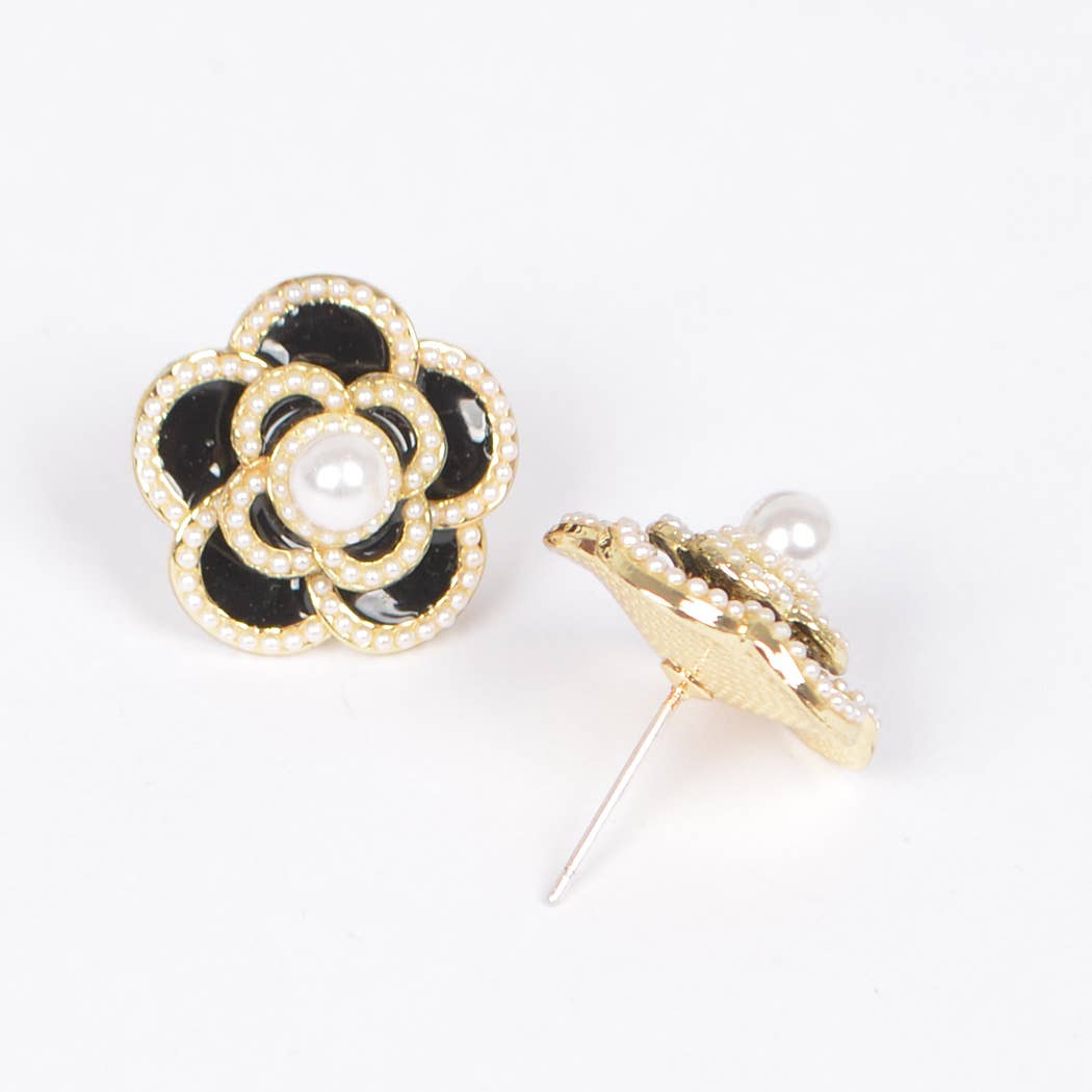 Martie Faux Pearl Flower Stud Earrings