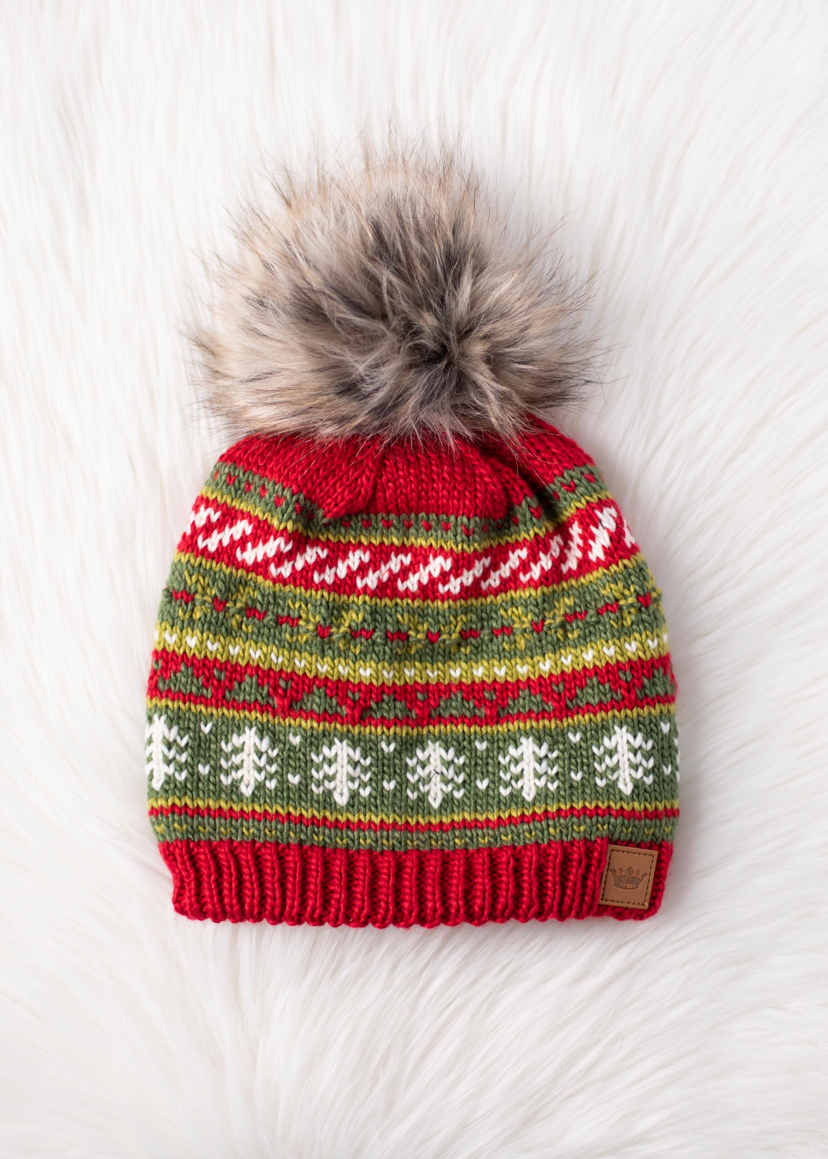 Christmas Pattern Pom Hat