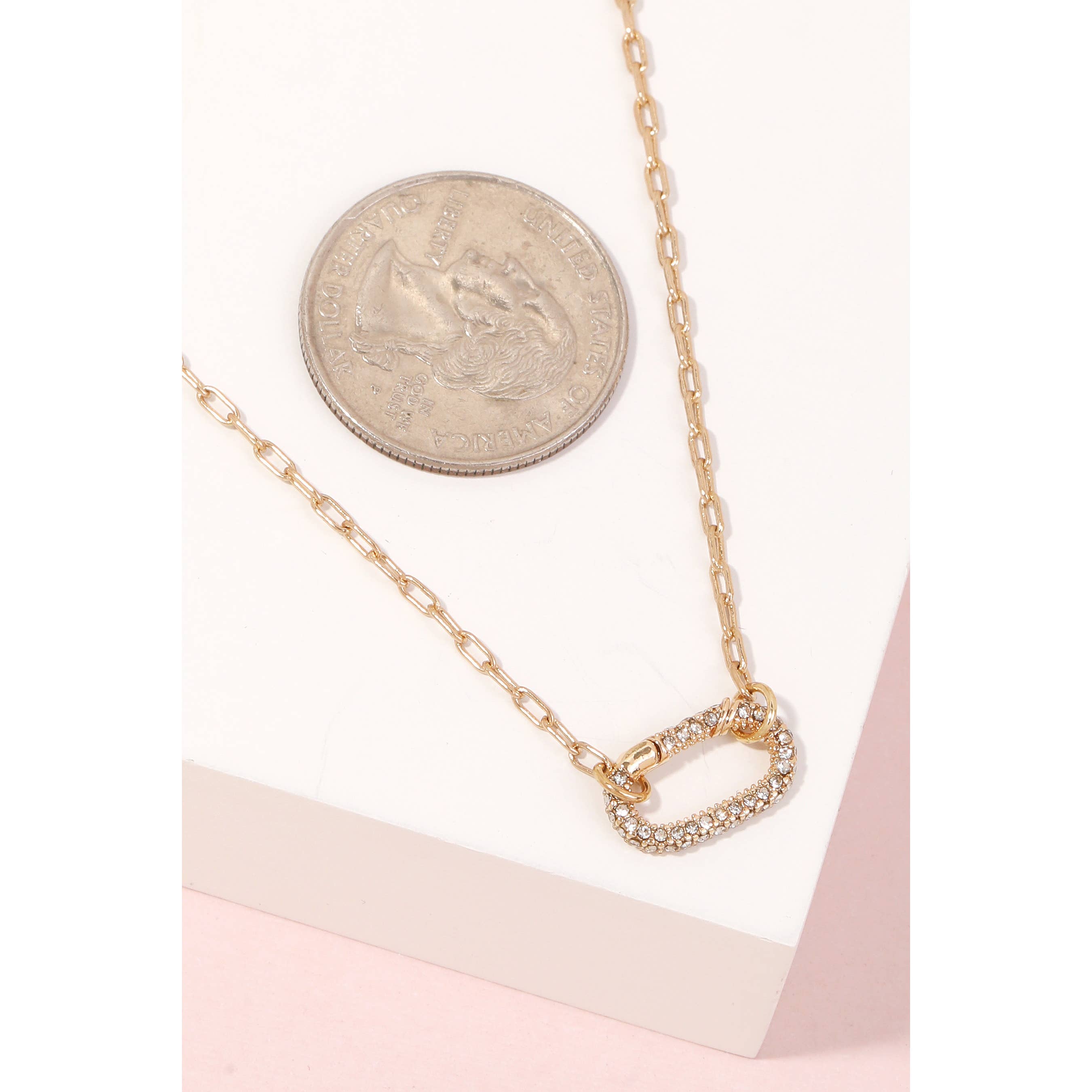 Pave Oval Pendant Chain Necklace: S