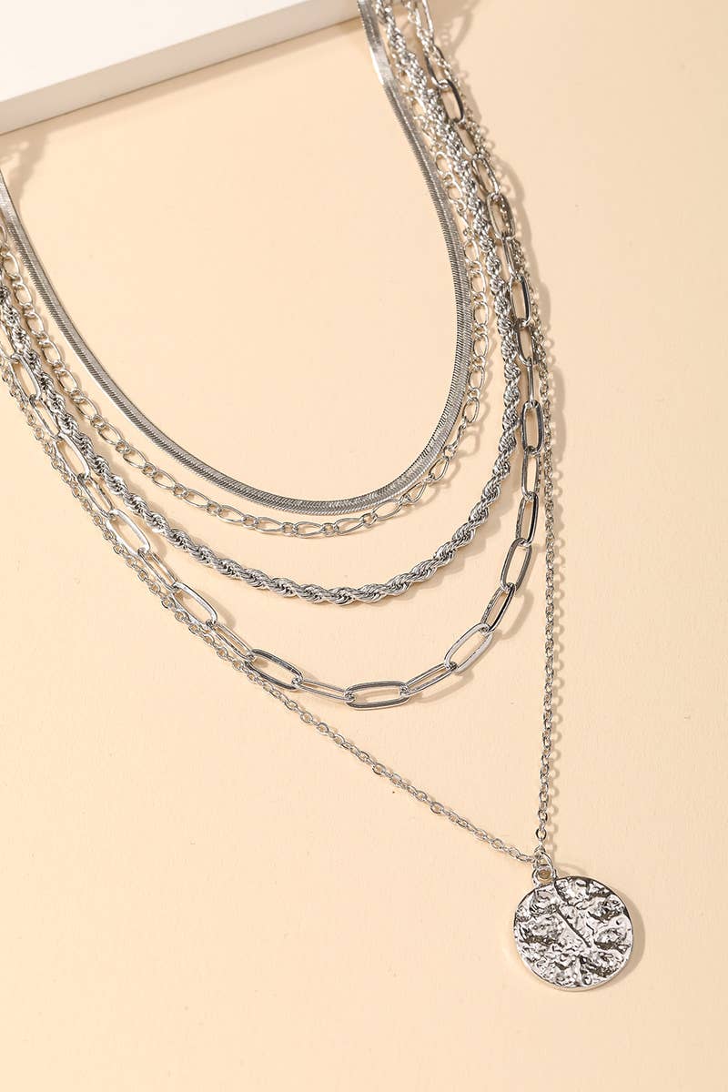 Bea Multi Strand Chain Coin Pendant Necklace