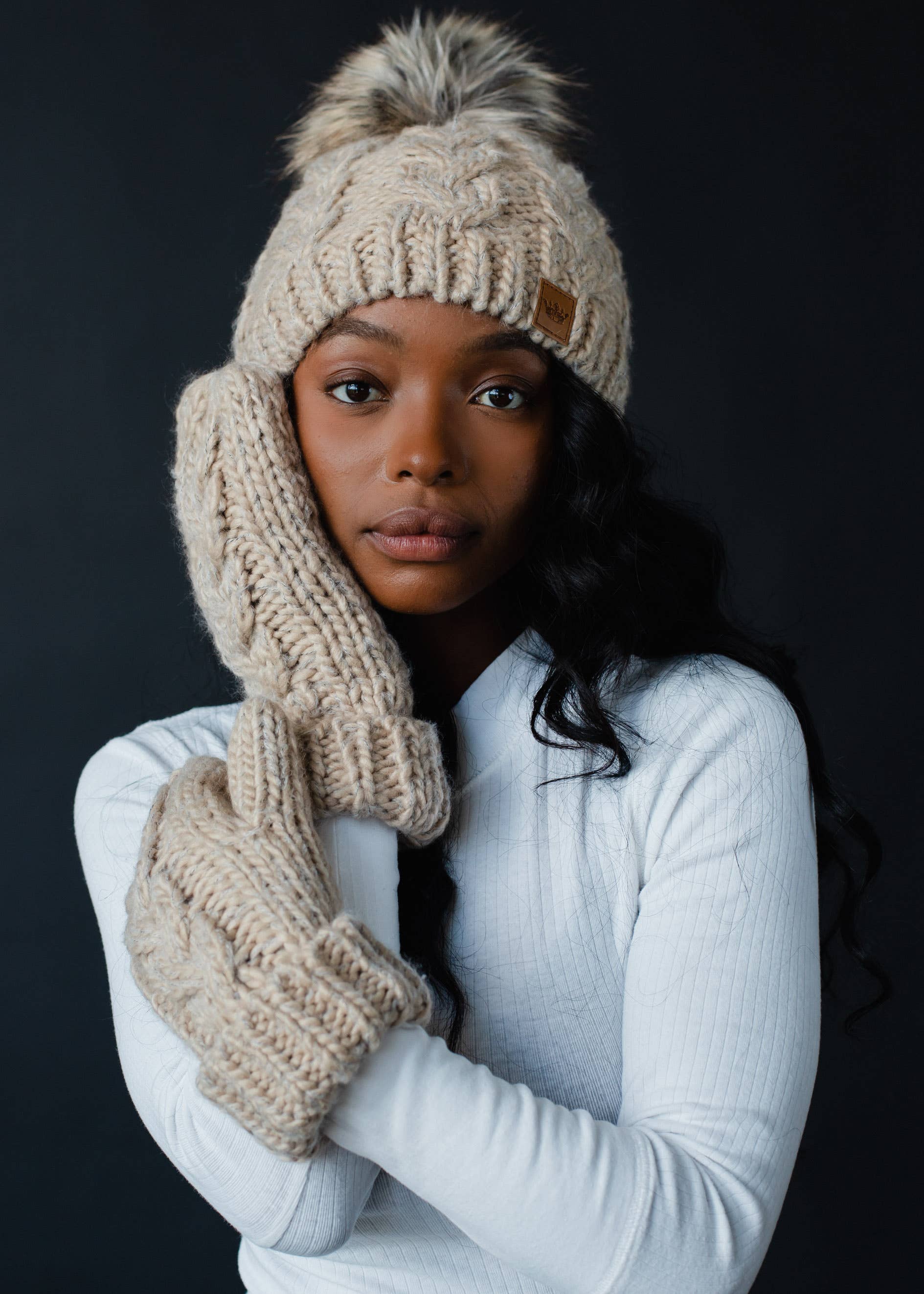 Tarni Cable Knit Pom Hat