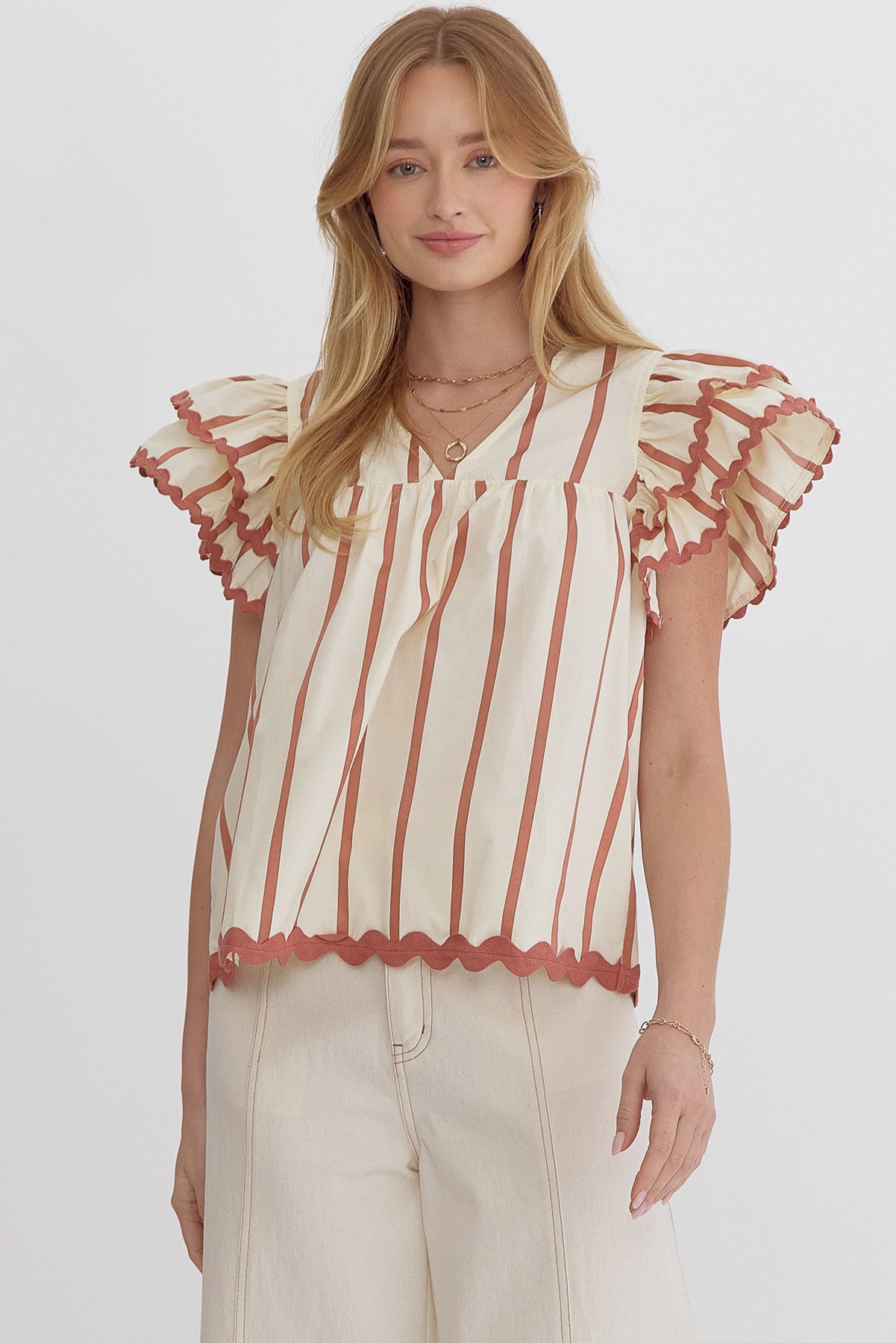 ENTRO Jenga Stripe Top