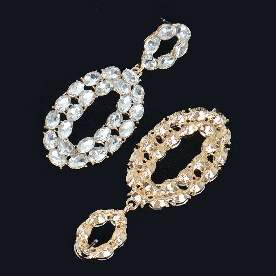 Morton Rhinestone Oval Daggle Earring