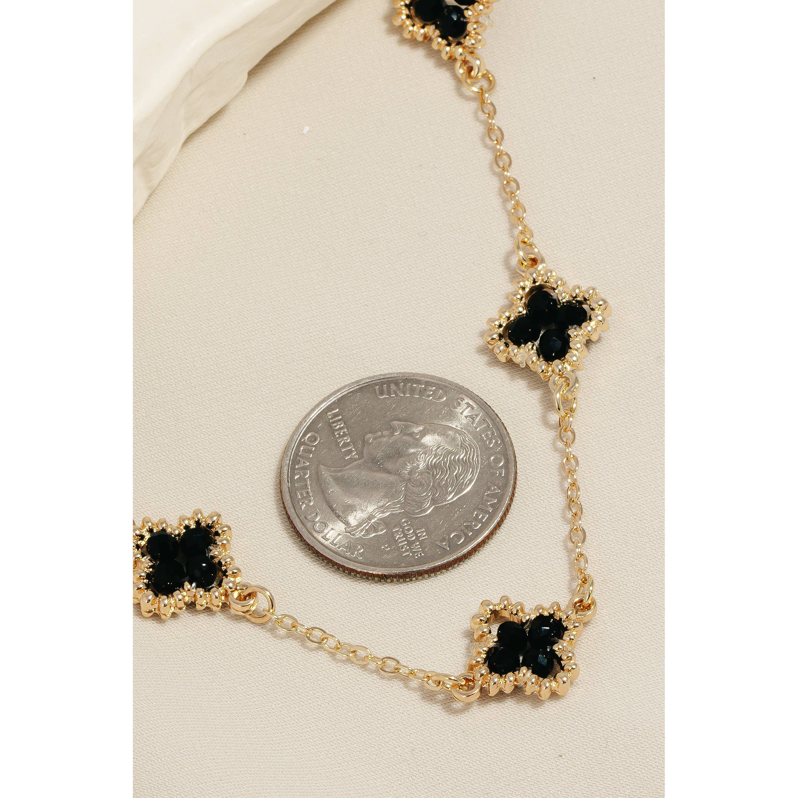 Becka Beaded Clover Station Chain Necklace