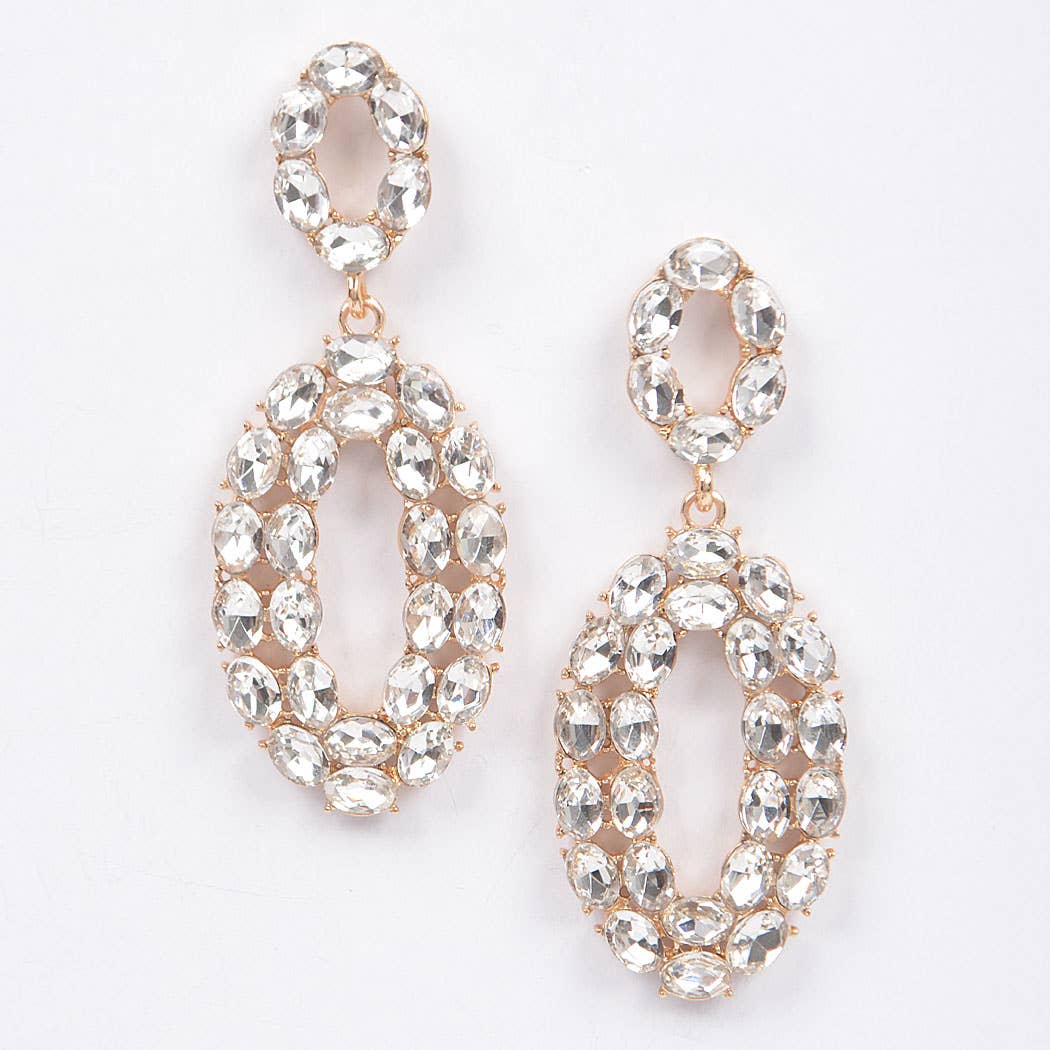 Morton Rhinestone Oval Daggle Earring