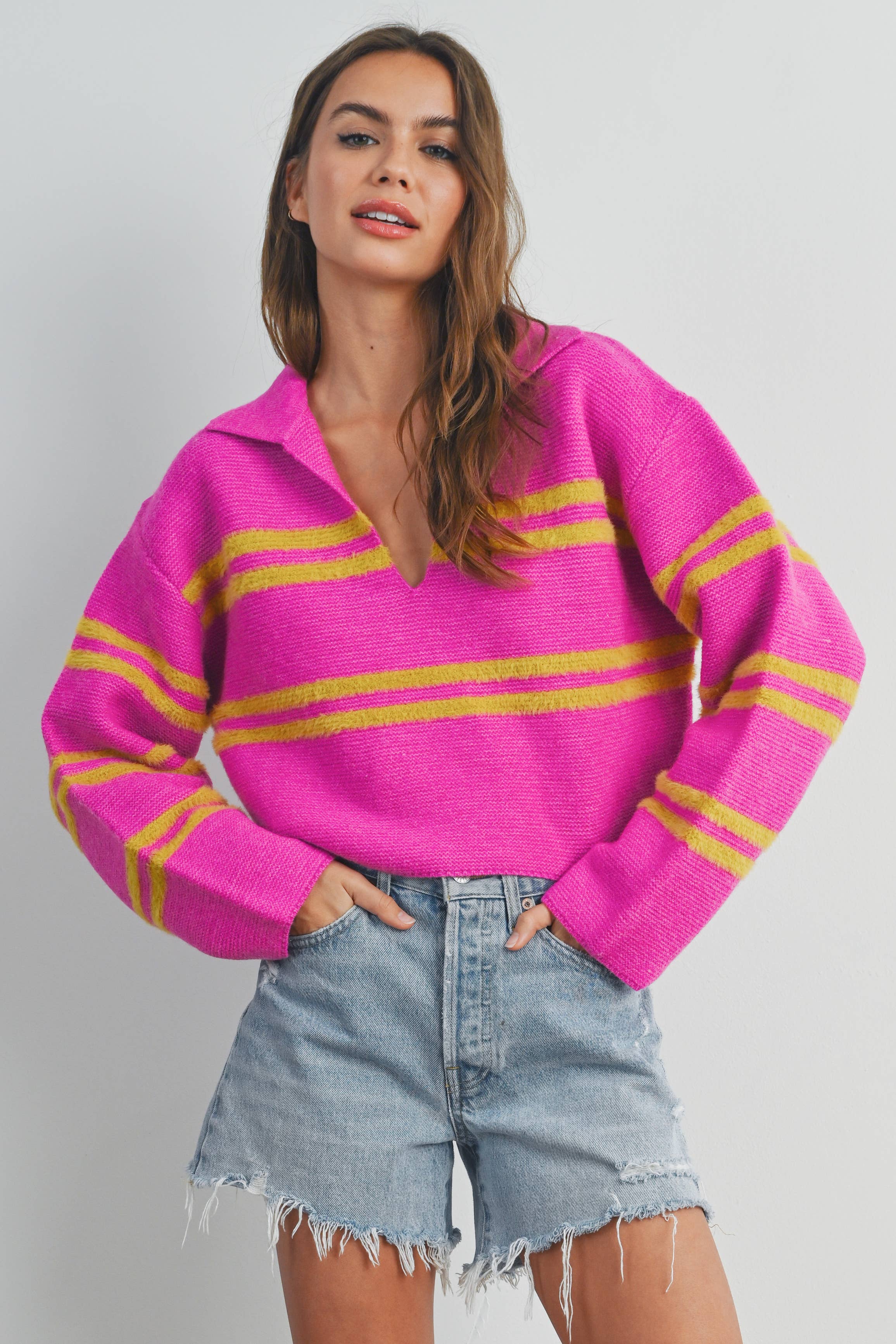 Bora Stripe Collar Sweater