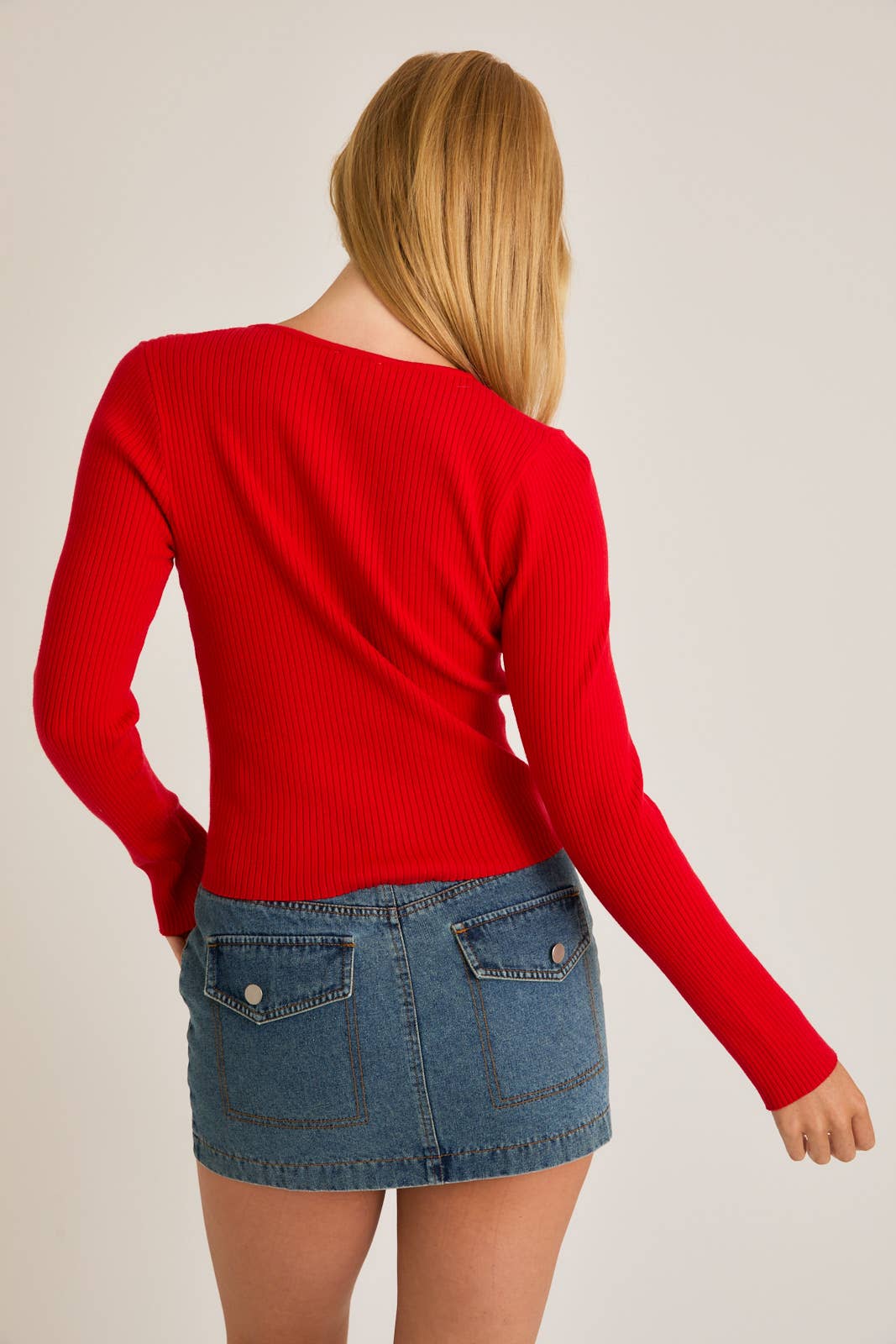 Veronica Long Sleeve Satin Bow Detail Sweater Top