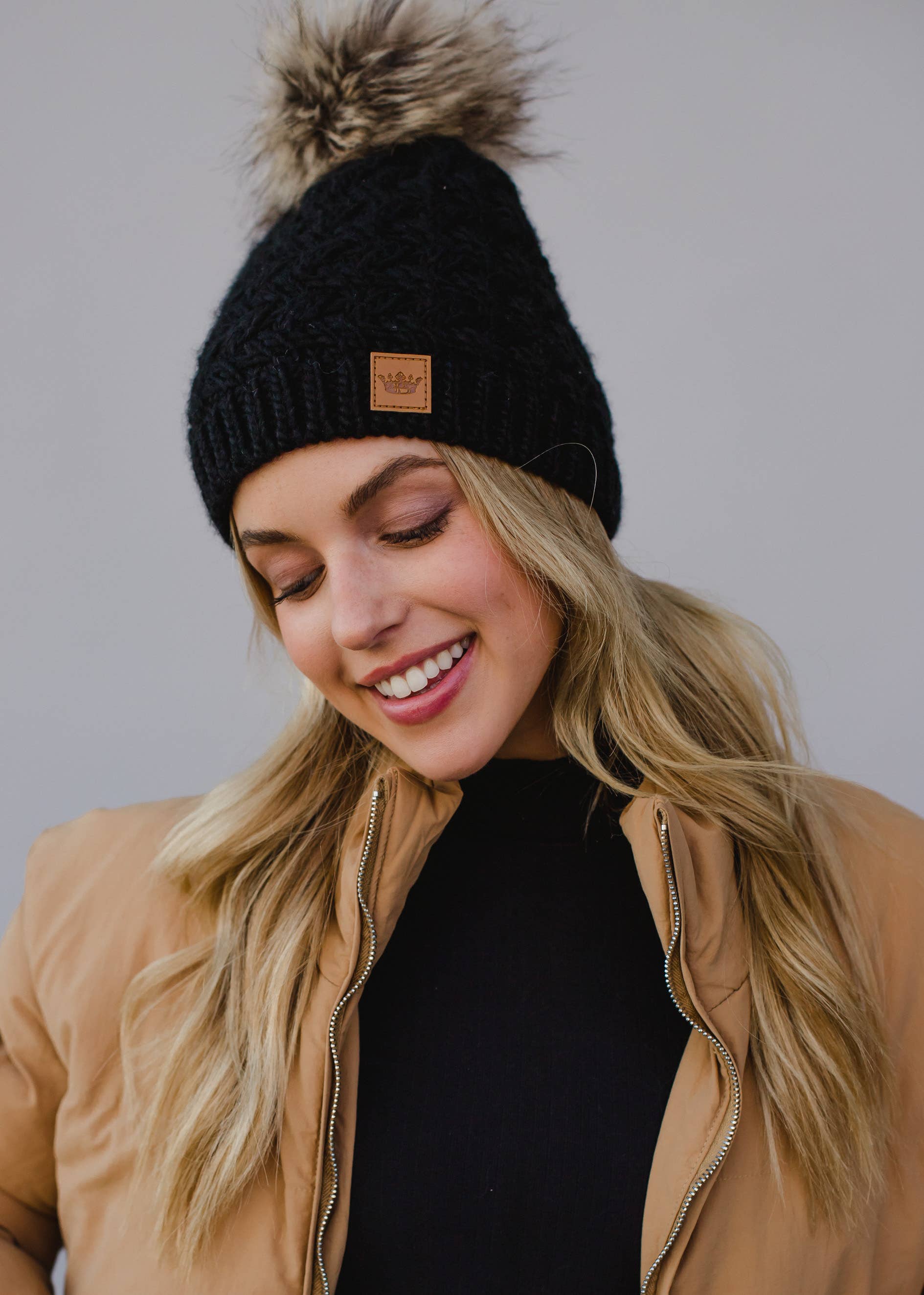 Tillbury Black Knit Pom Hat