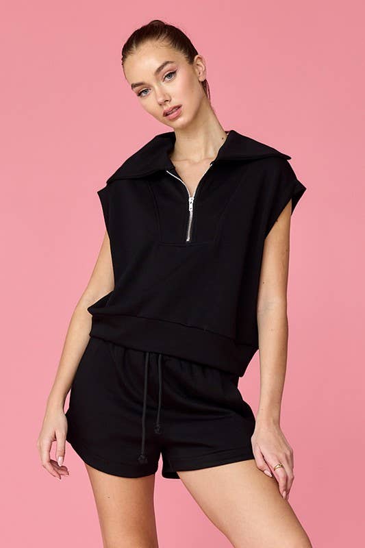 Blake Half Zip Cropped Sweatshirt and Shorts Set