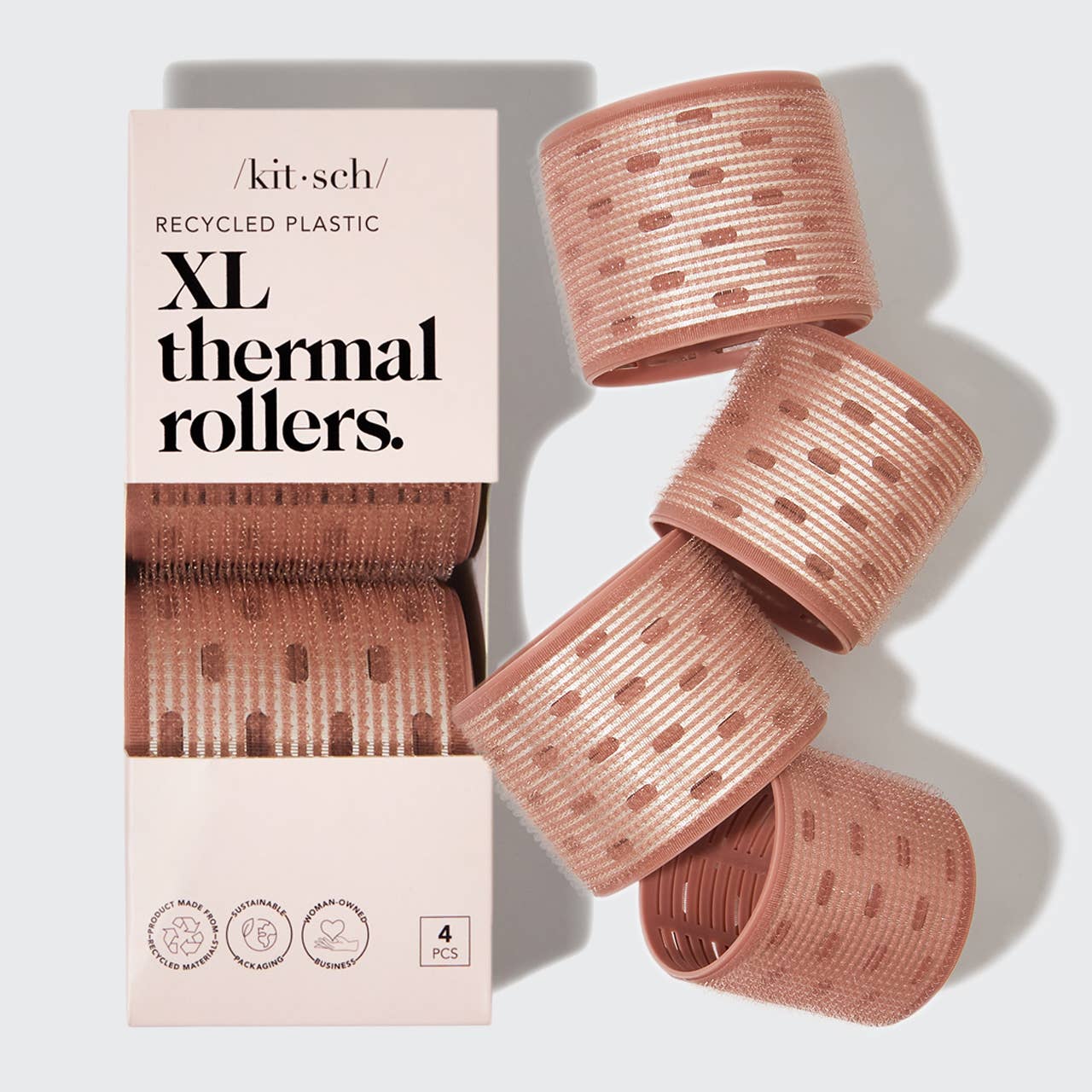 KITSCH Recycled Plastic XL Thermal Rollers 4pc Set - Terracotta